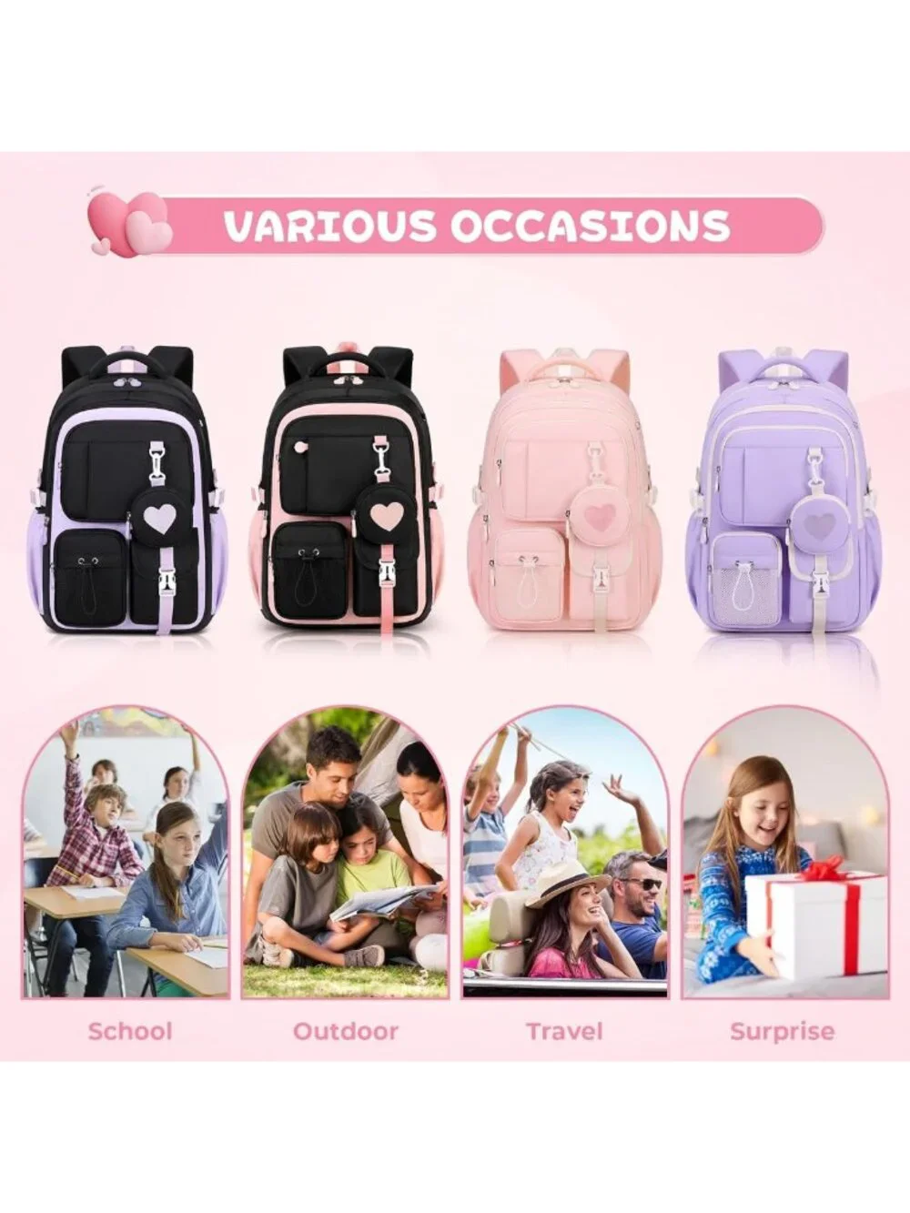 Stylish Girls Backpack - Perfect School Bag for Elementary & Middle School